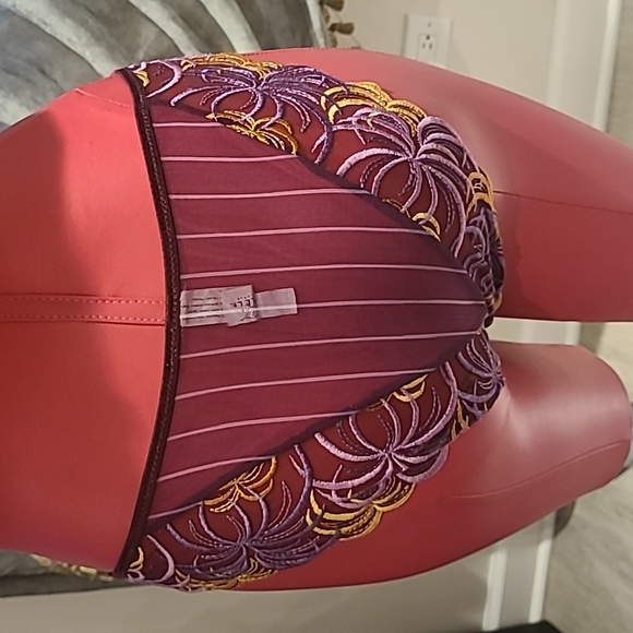 Simone Perele Set Bra 34B and panties Size S Plum pinstriped with embroidery - Picture 7 of 11